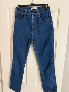 Abercrombie & Fitch High-Rise Dark Blue Straight Jeans